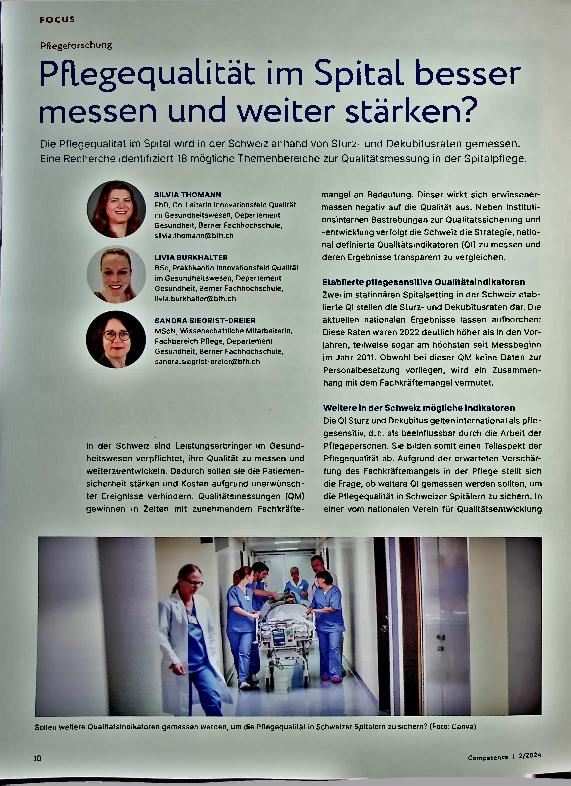 Vorschauseite 1: Pflegequalität im Spital besser messen und weiter stärken?