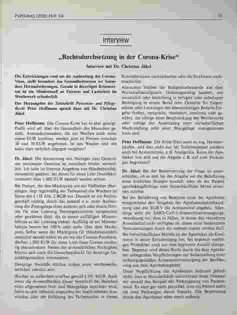 Vorschauseite 1: "Rechtsdurchsetzung in der Corona-Krise"