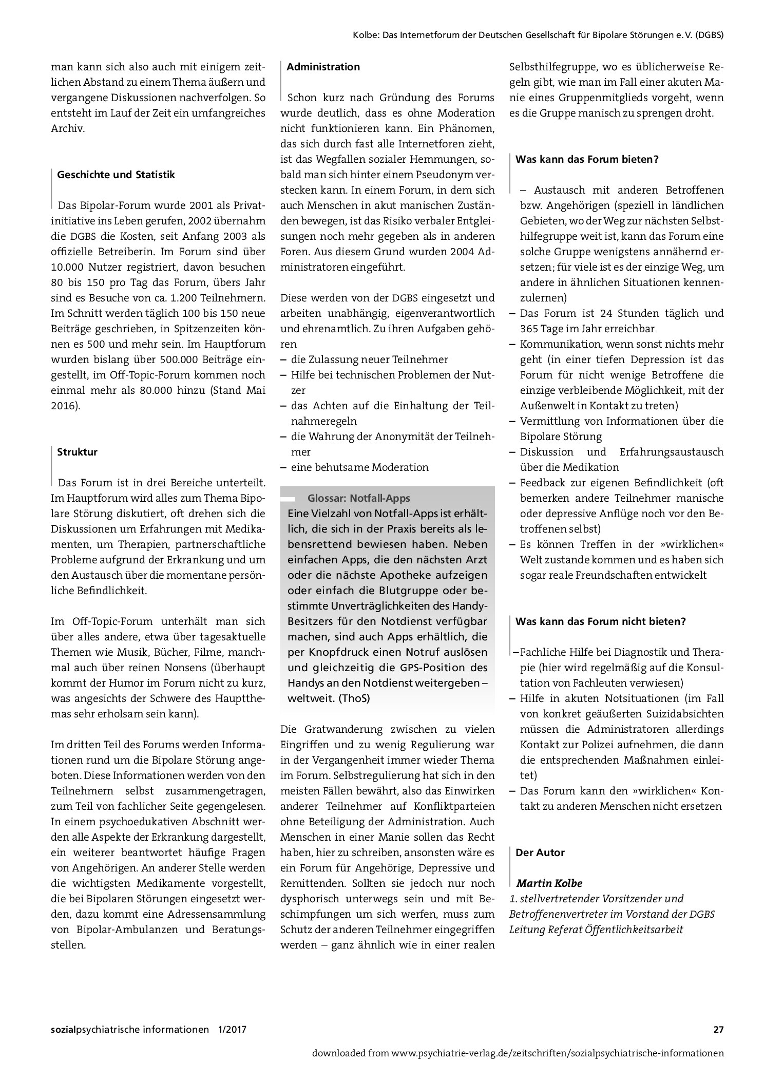 Vorschauseite 2: Das Internetforum der Deutschen Gesellschaft für Bipolare Störungen e. V. (DGBS)