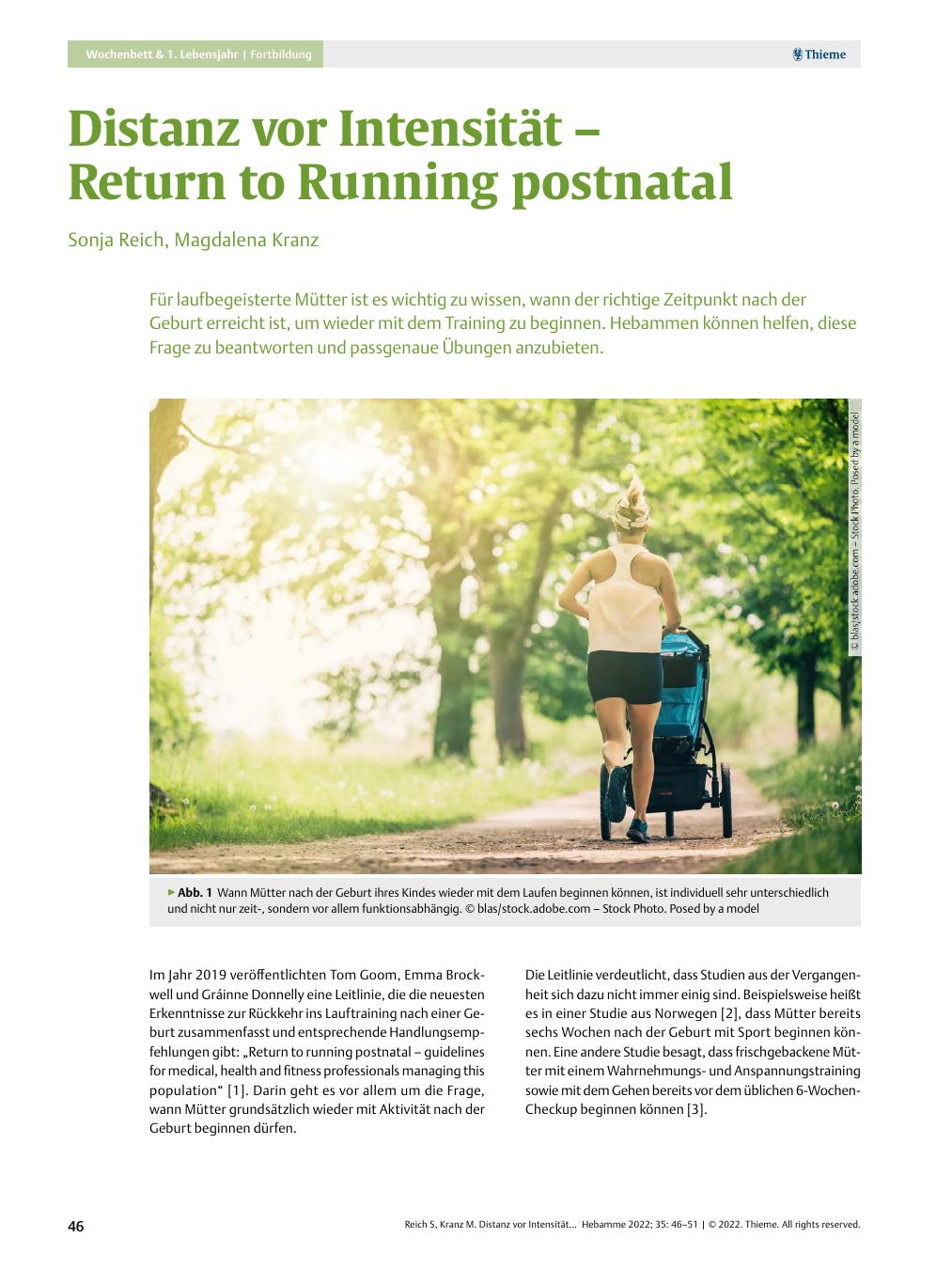 Vorschauseite 1: Distanz vor Intensität – Return to Running postnatal