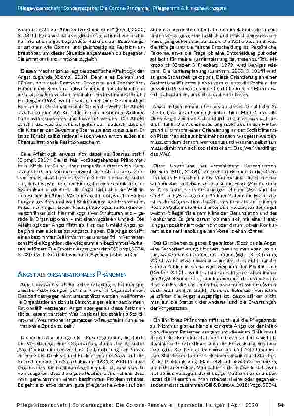 Vorschauseite 2: Angst vor Corona – Bedrohung der Pflege durch die Logik eines Affekts