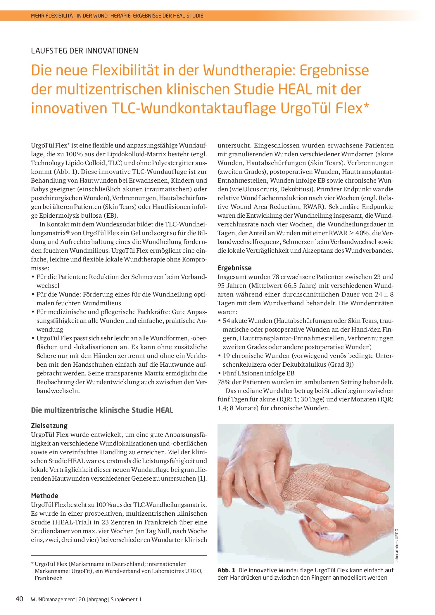Vorschauseite 1: Die neue Flexibilität in der Wundtherapie: Ergebnisse der multizentrischen klinischen Studie HEAL mit der innovativen TLC-Wundkontaktauflage UrgoTül Flex*