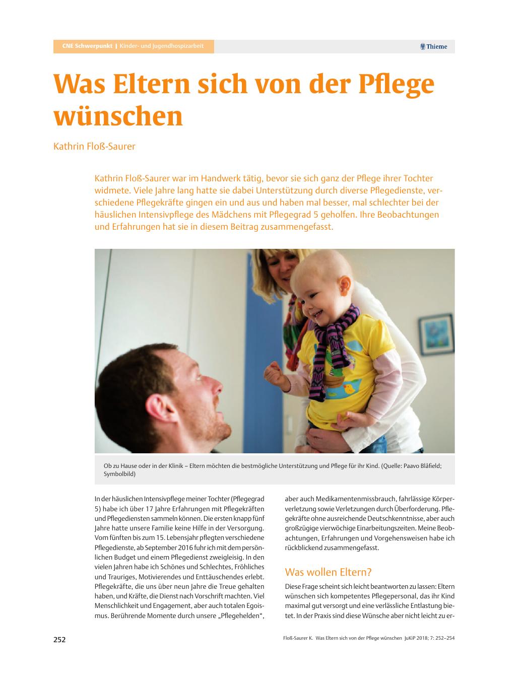 Vorschauseite 1: Was Eltern sich von der Pflege wünschen