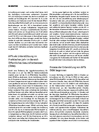 Vorschauseite 2: Anvertraubare professionelle Tätigkeiten (APT) als Lernkonzept für das Praktische Jahr im ÖGD