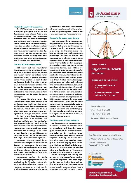 Vorschauseite 2: Human and Organizational Performance Guter Umgang mit Fehlern