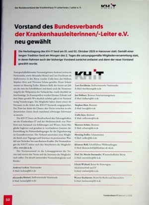 Vorschauseite 1: Vorstand des Bundesverbands der Krankenhausleiterinnen/-Leiter e. V. neu gewählt