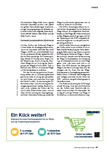 Vorschauseite 2: „Stimme der Pflege“ – mit ungewisser Zukunft