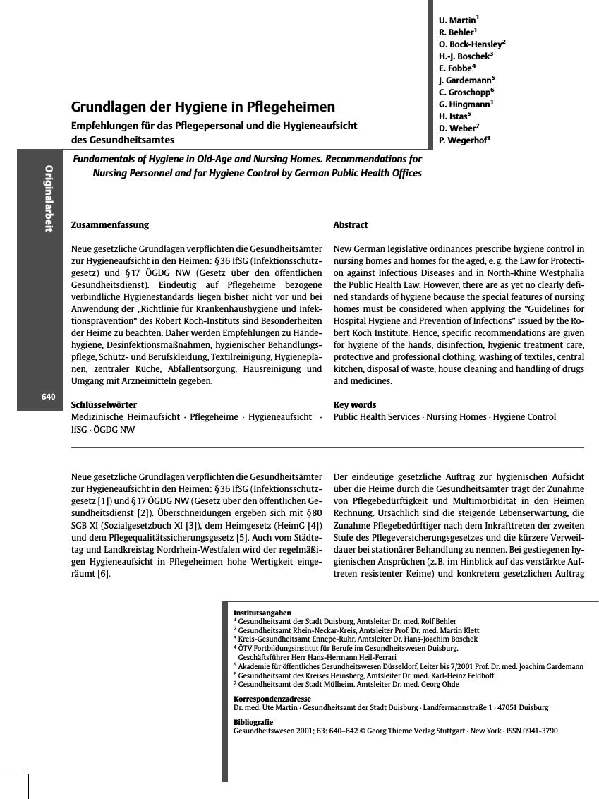 Vorschauseite 1: Grundlagen der Hygiene in Pflegeheimen