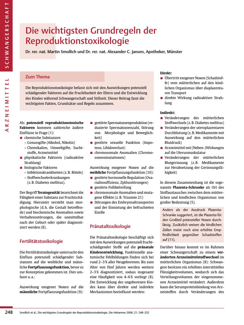 Vorschauseite 1: Die wichtigsten Grundregeln der Reproduktionstoxikologie