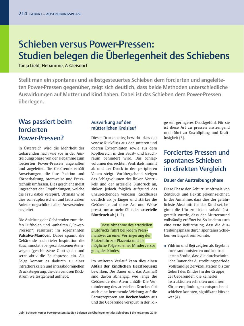 Vorschauseite 1: Schieben versus Power-Pressen: Studien belegen die Überlegenheit des Schiebens