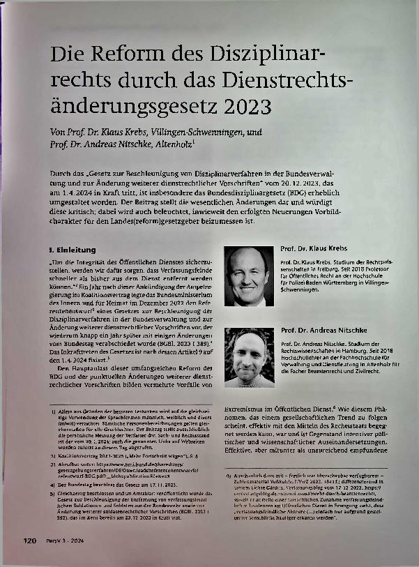 Vorschauseite 1: Die Reform des Disziplinarrechts durch das Dienstrechtsänderungsgesetz 2023.