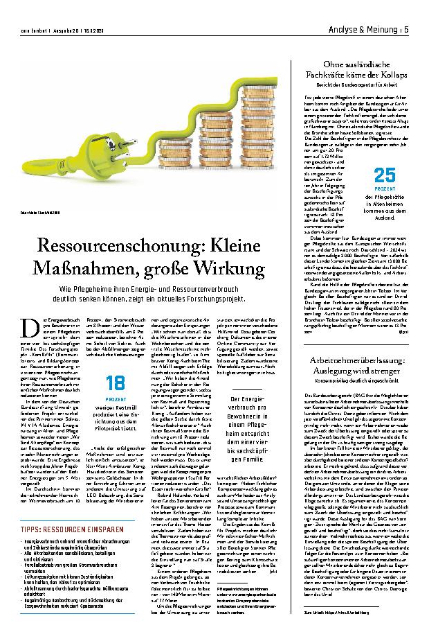 Vorschauseite 1: Ressourcenschonung: Kleine Maßnahmen, große Wirkung