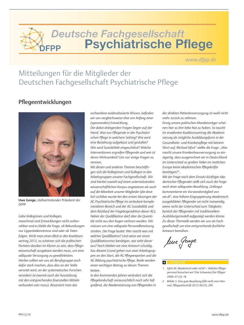 Vorschauseite 1: Deutsche Fachgesellschaft Psychiatrische Pflege