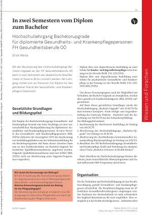 Vorschauseite 1: In zwei Semestern vom Diplom zum Bachelor Hochschullehrgang Bachelorupgrade für diplomierte Gesundheitsund Krankenpflegepersonen FH Gesundheitsberufe OÖ