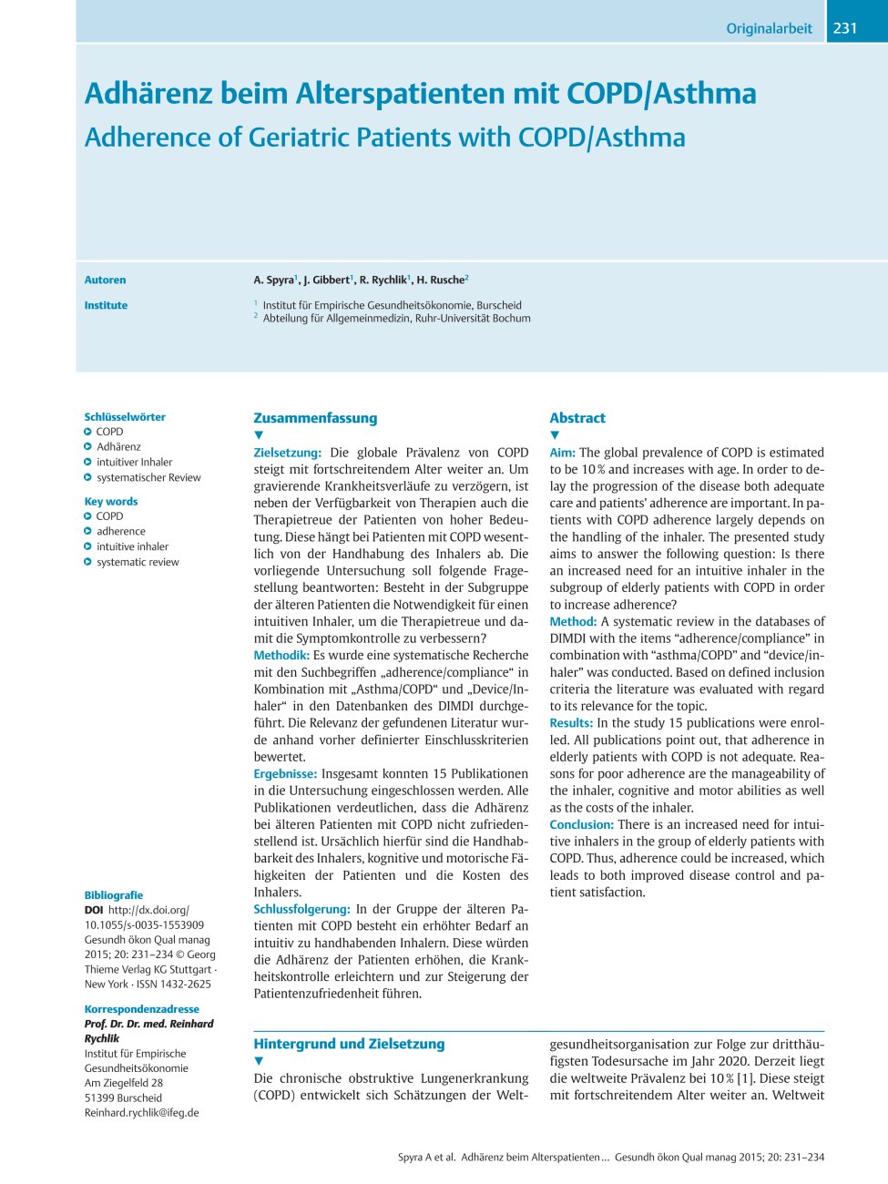 Vorschauseite 1: Adhärenz beim Alterspatienten mit COPD/Asthma