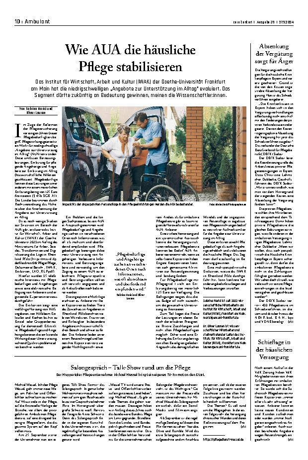 Vorschauseite 1: Wie AUA die häusliche Pflege stabilisieren