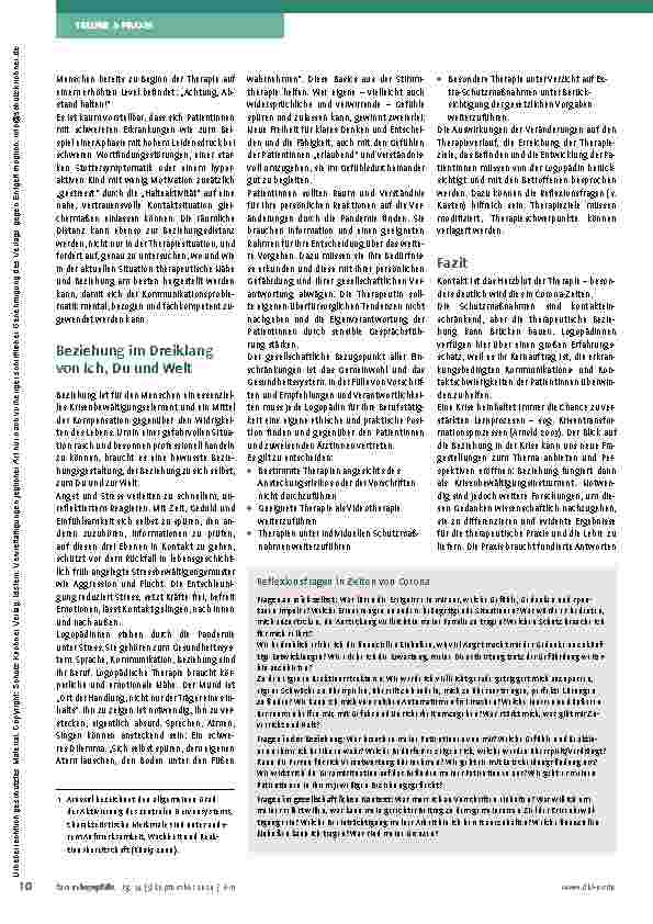 Vorschauseite 5: Die therapeutische Beziehung in der Krise? Gedanken in Zeiten von Corona
