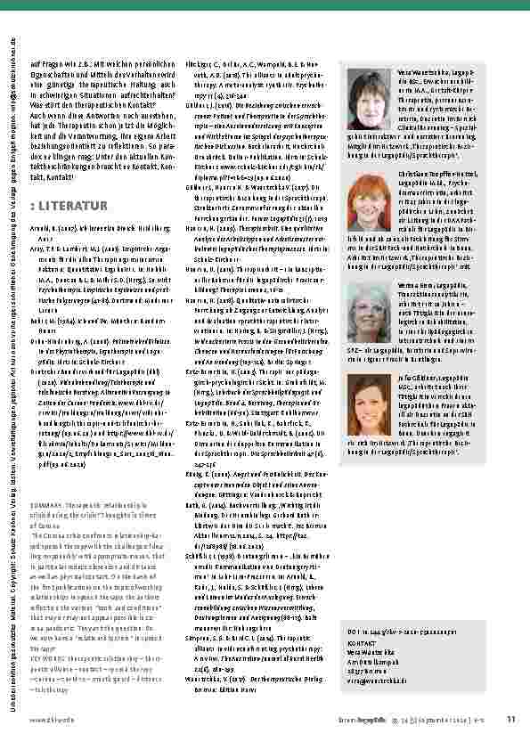 Vorschauseite 6: Die therapeutische Beziehung in der Krise? Gedanken in Zeiten von Corona