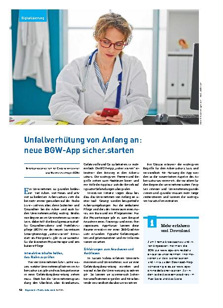Vorschauseite 1: Unfallverhütung von Anfang an: neue BGW-App sicher.starten