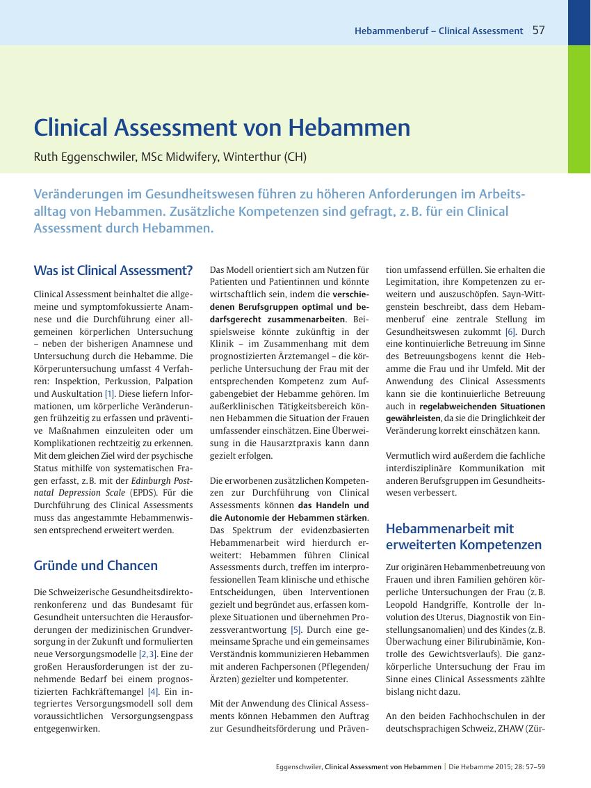 Vorschauseite 1: Clinical Assessment von Hebammen