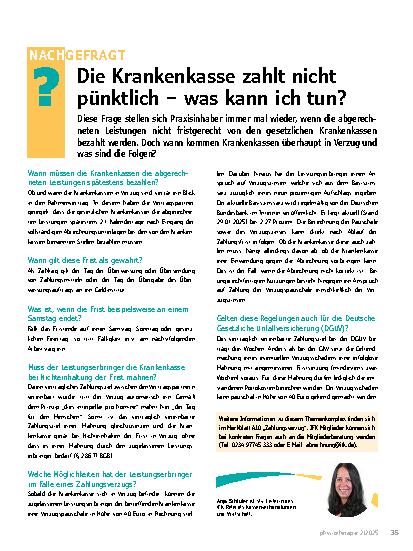 Vorschauseite 1: Die Krankenkasse zahlt nicht pünktlich – was kann ich tun?
