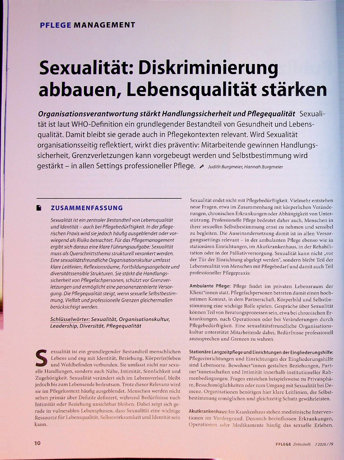 Vorschauseite 1: Sexualität: Diskriminierung abbauen, Lebensqualität stärken