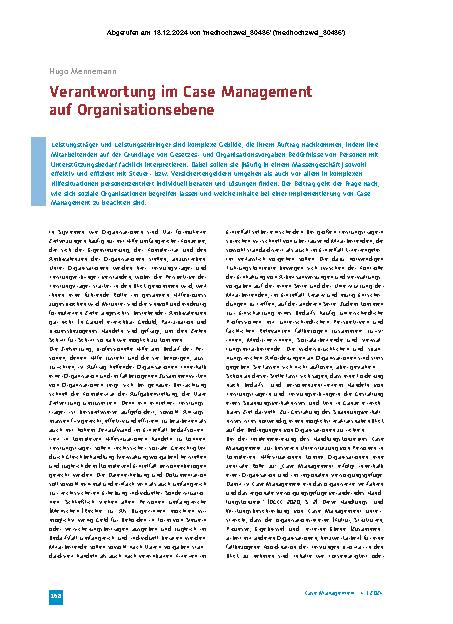Vorschauseite 1: Verantwortung im Case Management auf Organisationsebene