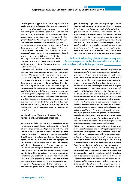 Vorschauseite 2: Verantwortung im Case Management auf Organisationsebene