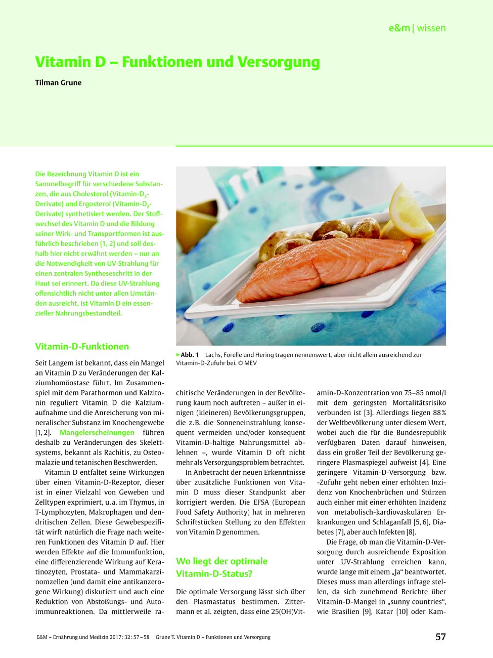 Vorschauseite 1: Vitamin D – Funktionen und Versorgung