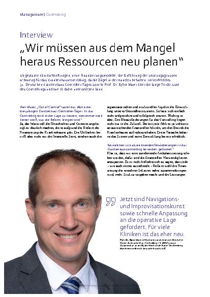 Vorschauseite 1: „Wir müssen aus dem Mangel heraus Ressourcen neu planen.“