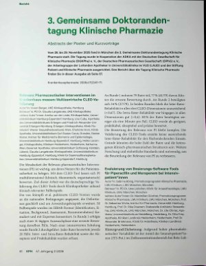 Vorschauseite 1: 3. Gemeinsame Doktorandentagung Klinische Pharmazie Zwischen Weißwurst und Wissenschaft