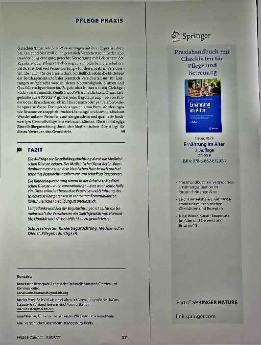 Vorschauseite 4: Pflegebegutachtung - im Dienst der Versicherten