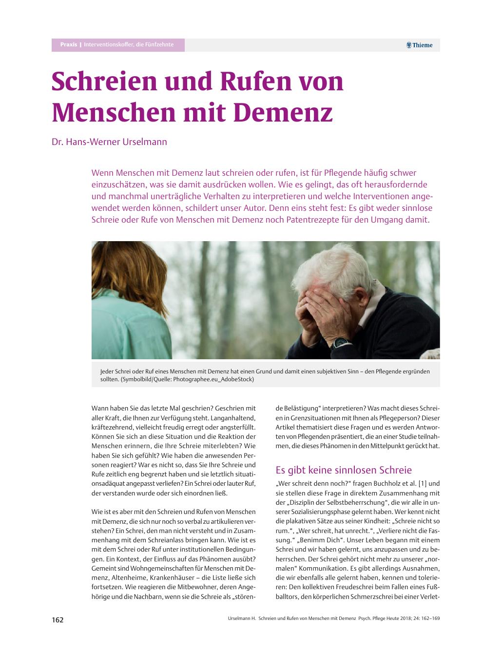 Vorschauseite 1: Schreien und Rufen von Menschen mit Demenz
