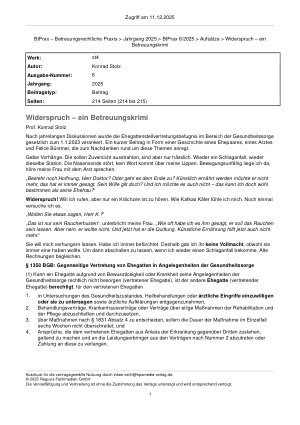 Vorschauseite 1: Widerspruch – ein Betreuungskrimi