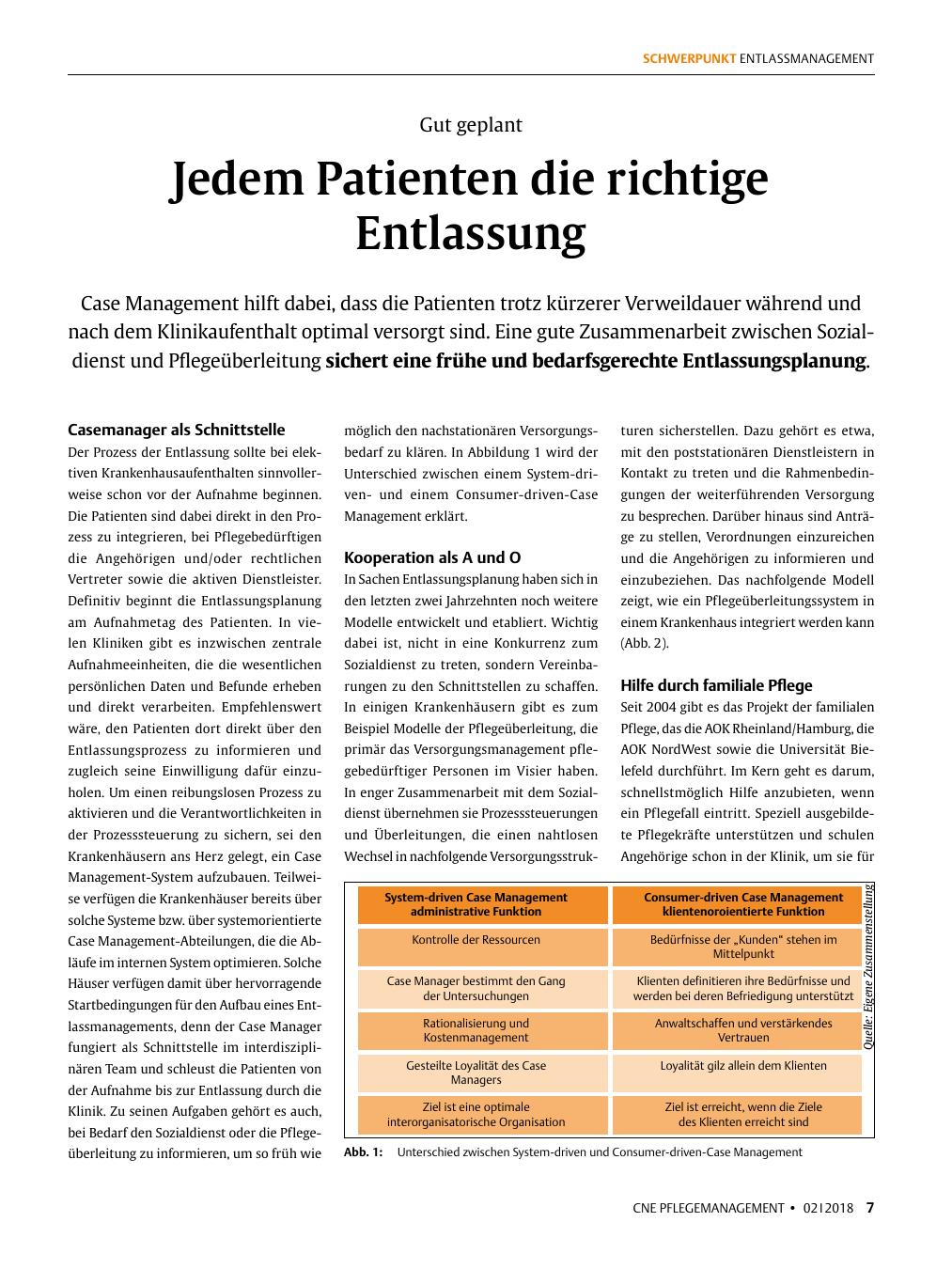 Vorschauseite 1: Jedem Patienten die richtige Entlassung