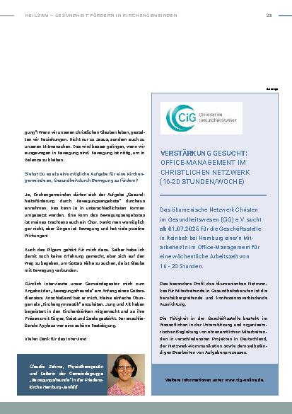 Vorschauseite 4: Heilsam Gesundheit fördern in Kirchengemeinden