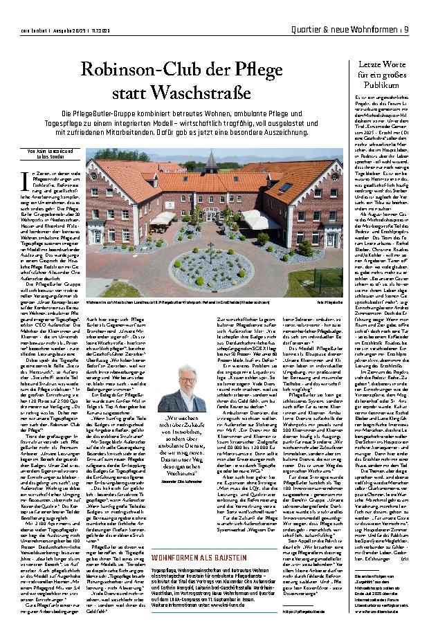 Vorschauseite 1: Robinson-Club der Pflege statt Waschstraße