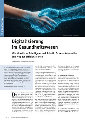 Vorschauseite 1: Digitalisierung im Gesundheitswesen Wie Künstliche Intelligenz und Robotic Process Automation den Weg zur Effizienz ebnen