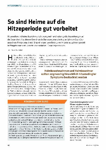 Vorschauseite 1: So sind Heime auf die Hitzeperiode gut vorbereitet.