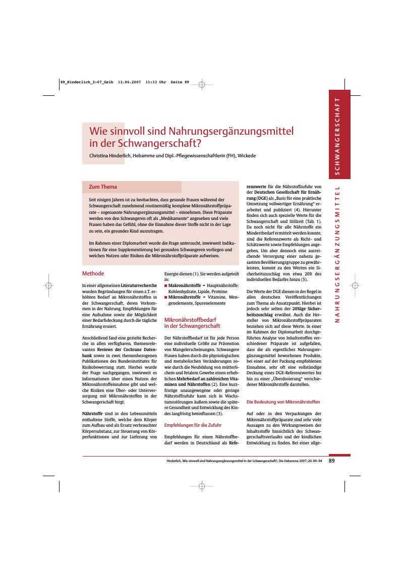 Vorschauseite 1: Wie sinnvoll sind Nahrungsergänzungsmittel in der Schwangerschaft?