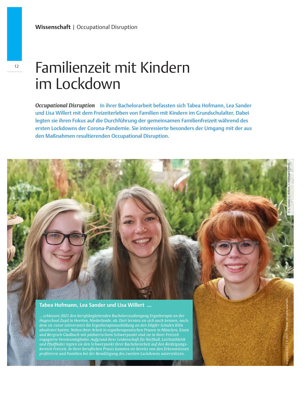 Vorschauseite 1: Familienzeit mit Kindern im Lockdown - Occupational Disruption