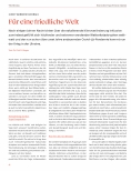 Vorschauseite 1: "Nie wieder Krieg" Für eine friedliche Welt