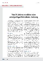 Vorschauseite 1: Vor 35 Jahren erschien eine einzigartige Bibliothekszeitung.