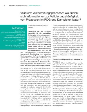 Vorschauseite 1: Validierte Aufbereitungsprozesse: Wo finden sich Informationen zur Validierungshäufigkeit von Prozessen im RDG und Dampfsterilisator?