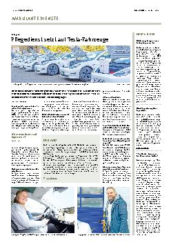 Vorschauseite 1: Pflegedienst setzt auf Tesla-Fahrzeuge
