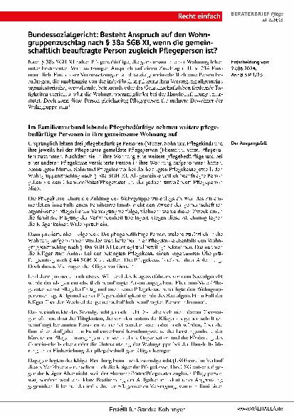 Vorschauseite 2: Beraterbrief Pflege Heft 13-2024
