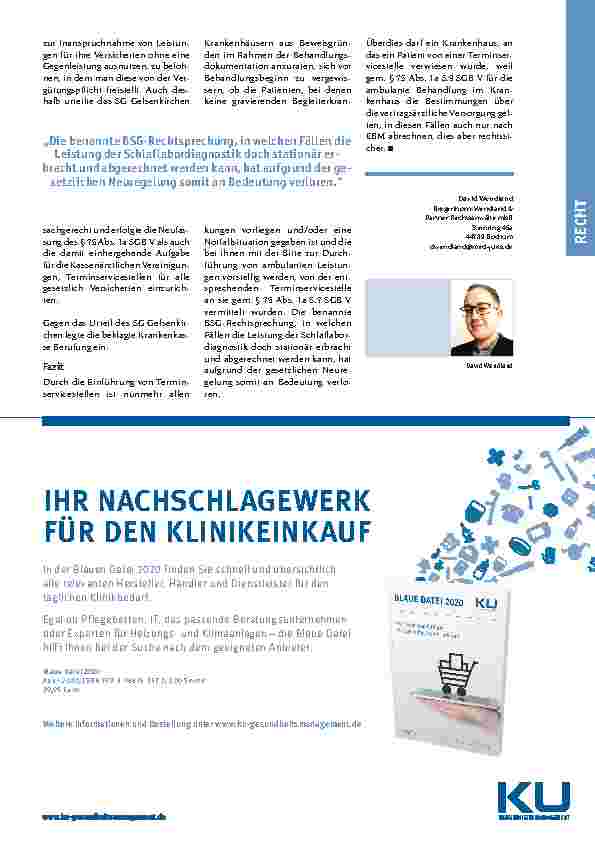 Vorschauseite 2: Erbringung von Schlaflaborleistungen vor und nach Inkrafttreten des neugefassten § 75 Abs. 1a SGB V – Teil 2