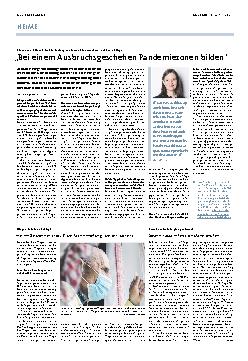 Vorschauseite 1: Bei einem Ausbruchsgeschehen Pandemiezonen bilden.