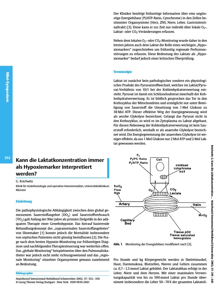 Vorschauseite 1: Kann die Laktatkonzentration immer als Hypoxiemarker interpretiert werden?