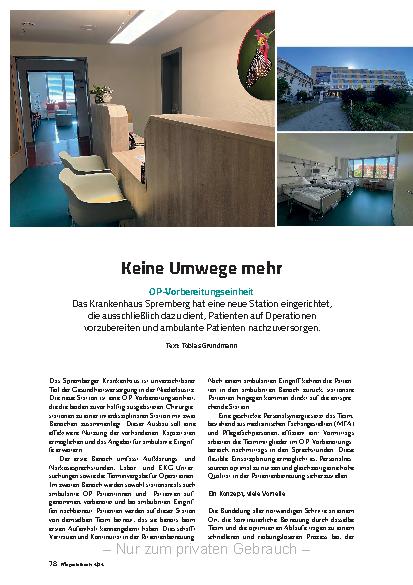 Vorschauseite 1: Keine Umwege mehr: OP-Vorbereitungseinheit